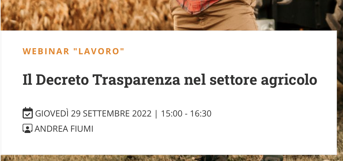 Il Decreto Trasparenza nel settore agricolo